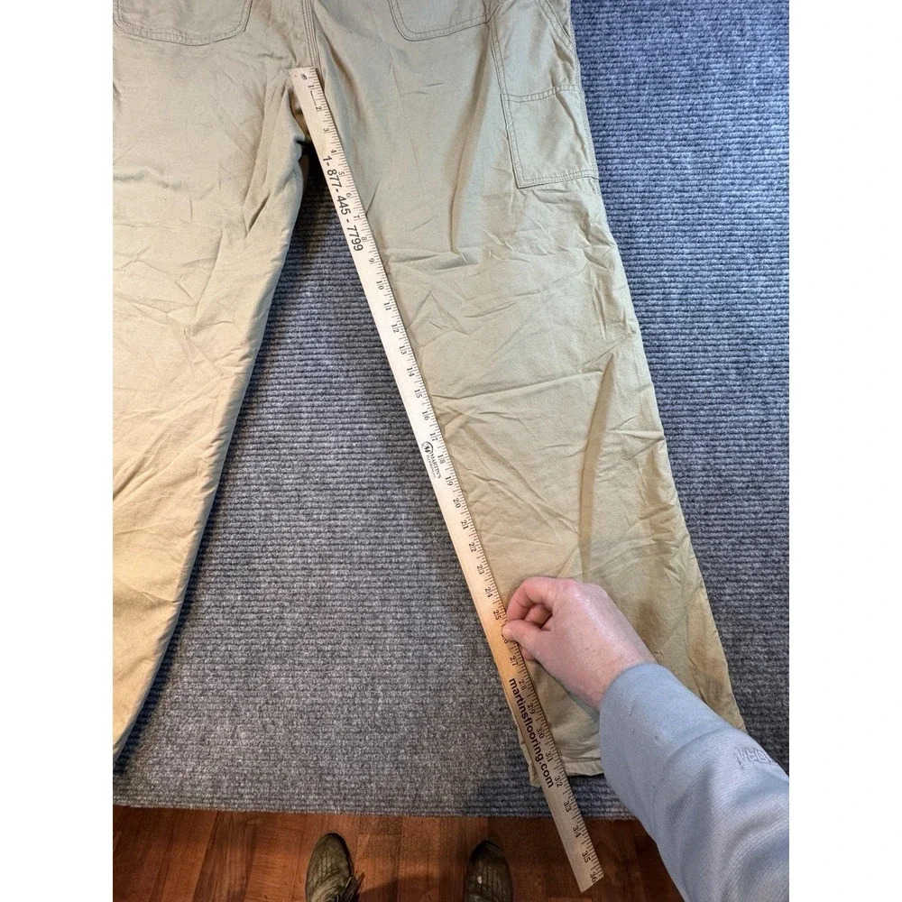 Field & Stream Pants Men 36x32 Tan Carpenter Duck Canvas Quilt Fleece Lined Work